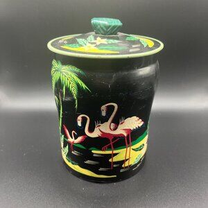 Vintage Black Flamingo Tin // George W. Horner // Made in England // Art Deco De